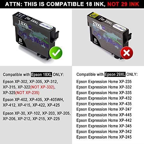 Officeworld Remplacer Pour Epson 18 18xl Cartouches D Encre Haute Capacite Compatible Pour Epson Expression Home Xp 425 Xp 225 Xp 41 Cdiscount Informatique