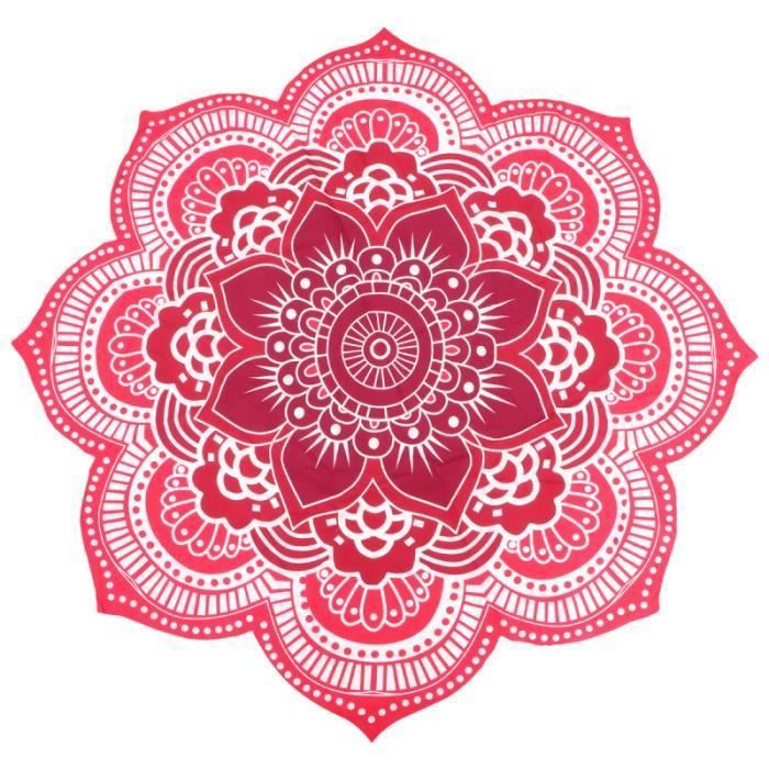 QCWN Serviette de Plage en Forme de Lotus avec Motif Floral et Mandala Doré 140 cm 2