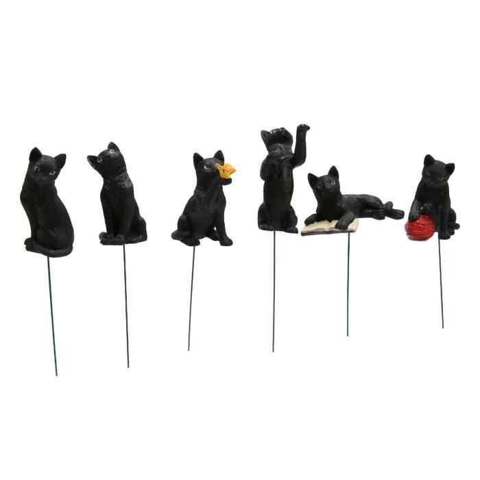 Figurine Chat Noir 5 cm - Statuette Déco Zen en Résine