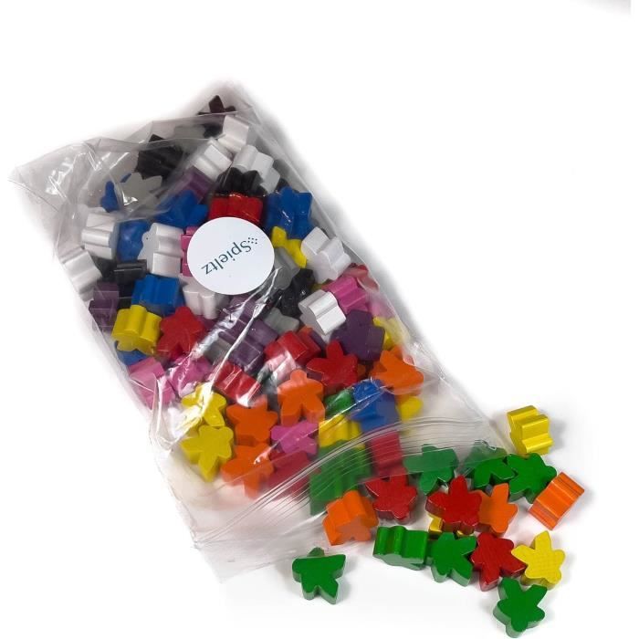 Lot De 120 Figurines En Bois – 12 Couleurs – Pour Jeux De Société – Hêtre 16x16x10 Mm – Pièces De Rechange