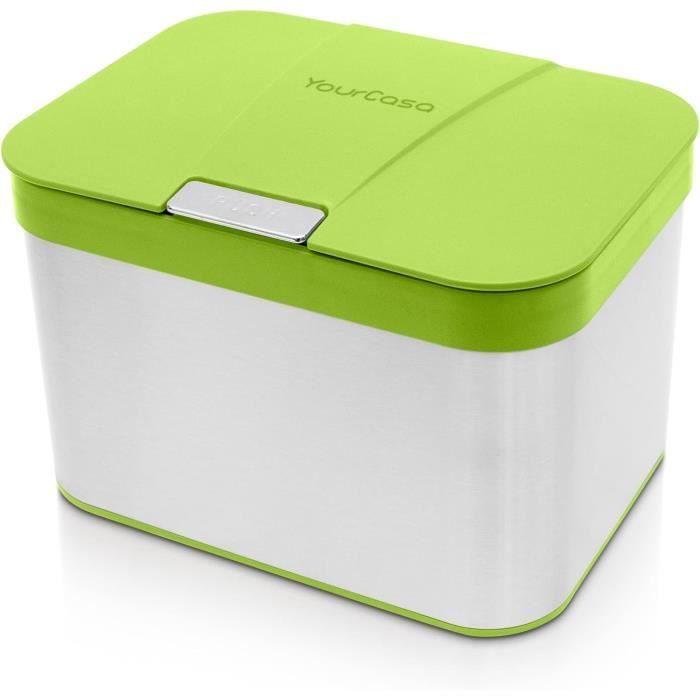 Composteur De Cuisine 3 L En Acier Inoxydable - Avec Filtre à Charbon, Pour Déchets Alimentaires, Blanc Laiteux - 8