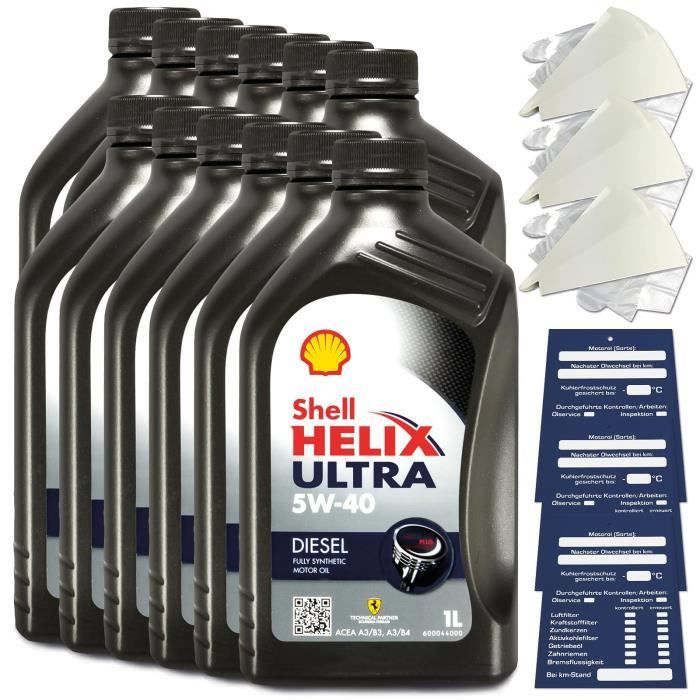 12 L d'huile moteur originale Shell Helix Ultra Diesel 5W40 5011987031791  226.5 229.5 - Cdiscount Auto