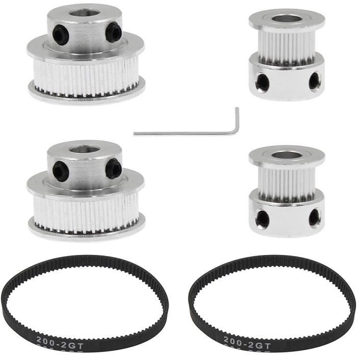 5 Pièces/Paquet Courroie de Distribution, GT2-6MM Caoutchouc Noir Kit de Tendeur de Courroie de Distribution Synchrone à Boucle Fermée pour Accessoires D'imprimante 3D(GT2-6-200MM