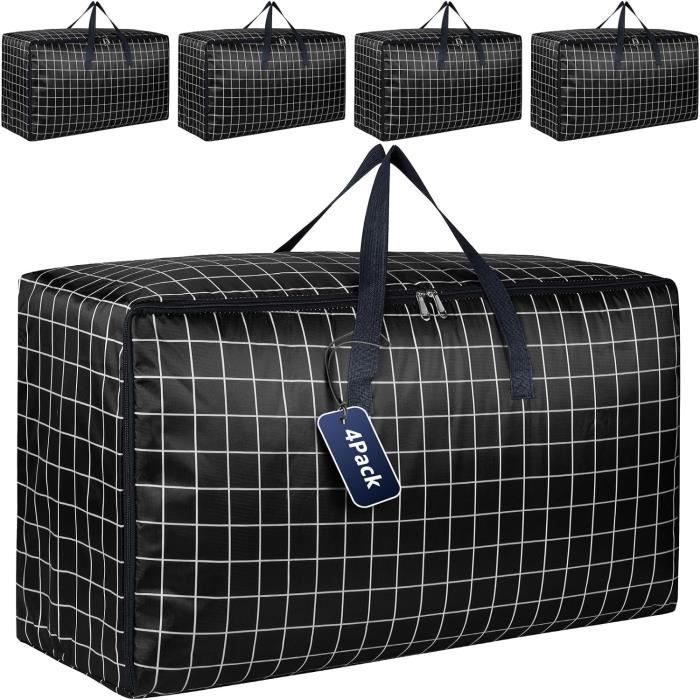 Sac De Rangement 180L Grand Format - Tissu Oxford 600D Imperméable, Housse Couette Déménagement (100x60x30 Cm, Noir) Sac Déménagement Imperméable 100x60cm
