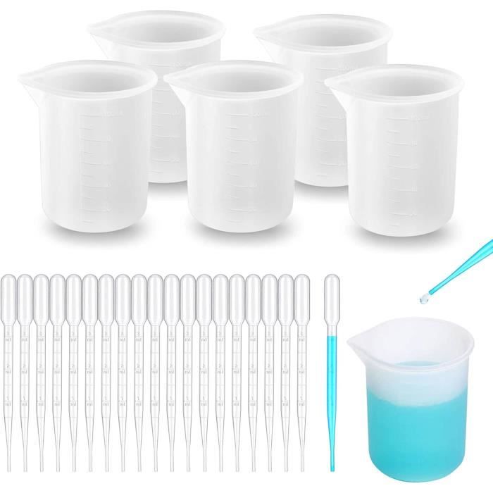 SAVITA 6 pièces 100 ML Tasses à Mesurer en Silicone pour Résine, Tasses SAVITA 6 pièces 100 ML Tasses à Mesurer en Silicone pour Résine, Tasses