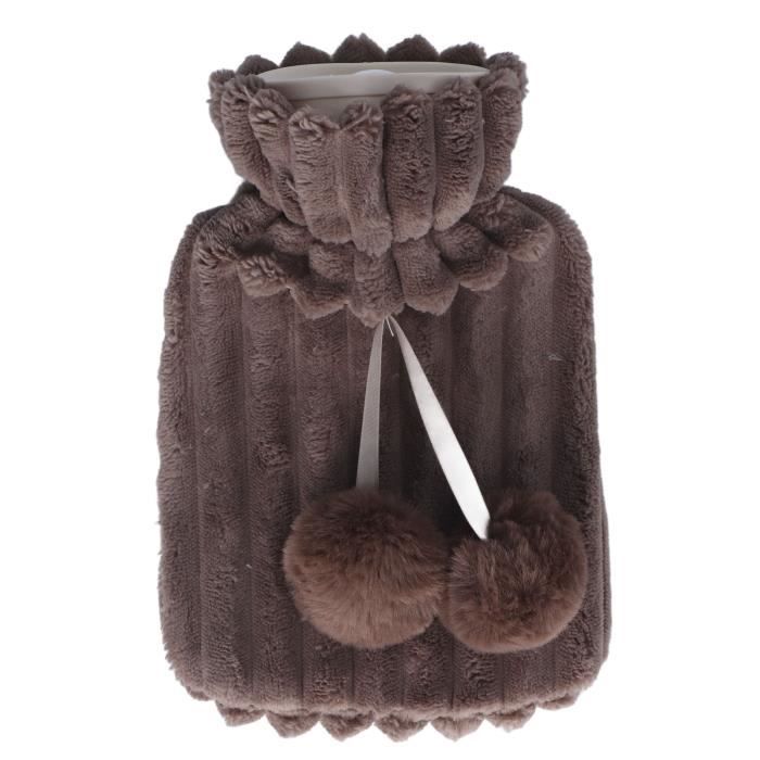 (Marron Foncé)Bouteille 'eau Chaude PVC Peluche Tissu Couverture Sac — free download