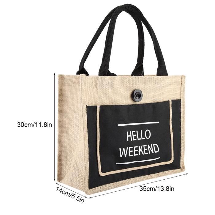 Sac Jute Naturel Impermeable Bandoulière - Grand Fourre-Tout Courses & Plage
