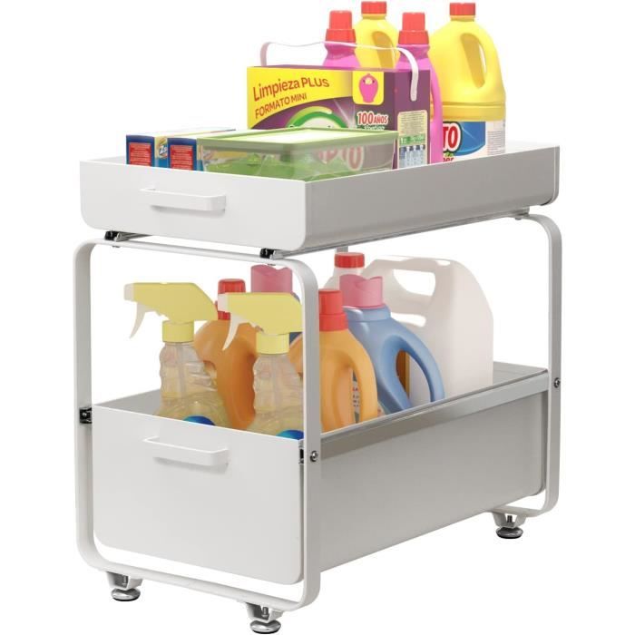 2 Paniers De Rangement Suspendus Pour Tige Extensible - Organisateur Sous évier, Placard, Salle De Bain, Cuisine