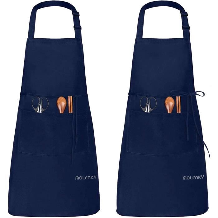 Tablier De Cuisine Adulte Blanc Réglable Imperméable Avec 2 Poches Toque De Chef Elastique Usage Barbecue 94883014
