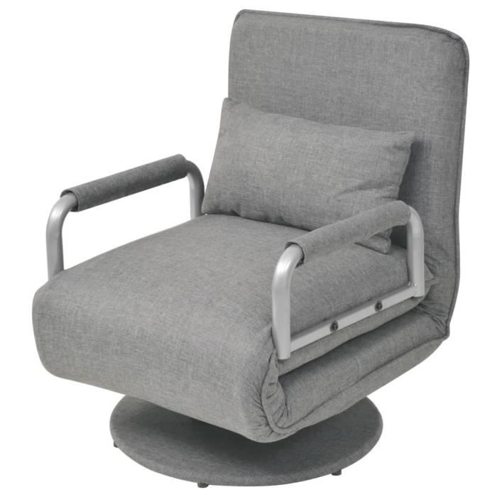 Fauteuil pivotant et canapé-lit - vidaXL - Gris clair - Tissu - 1 place - Modulable