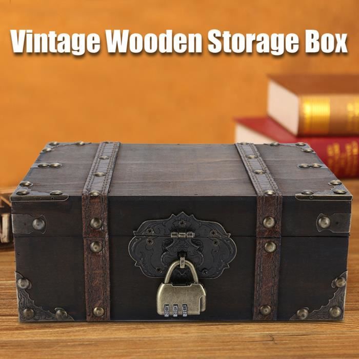 Boîte de rangement en bois Vintage boîte à bijoux boîte de rangement au 