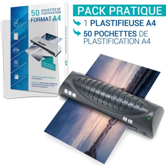 50 Feuilles Plastifieuse A4 - Film Transparent Autocollant Résistant à L'Eau Pour Protéger Documents, Photos Et Images Échographiques