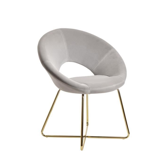 chaise de salle à manger en velours gris clair - wohnling - chaise rembourrée - design moderne