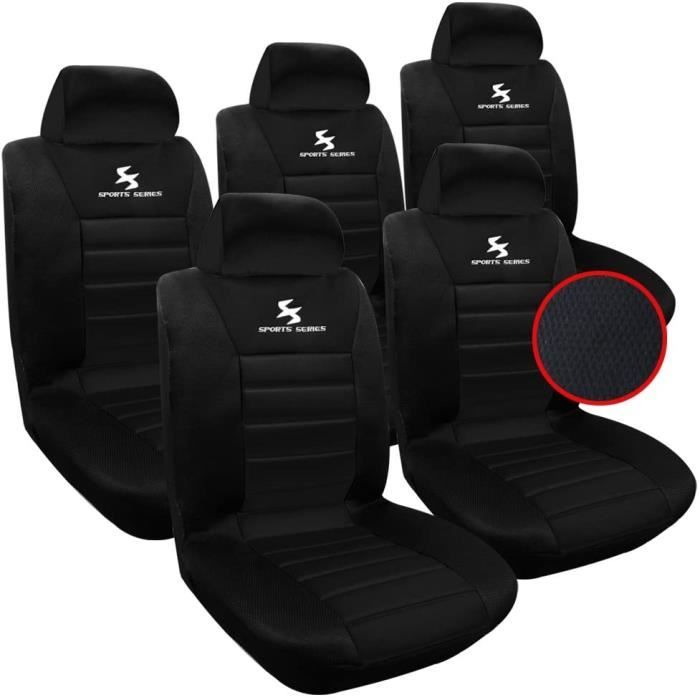 WOLTU 5 X Housse de siège NoirAuto Housse de Voiture UniverselleAS7254-5