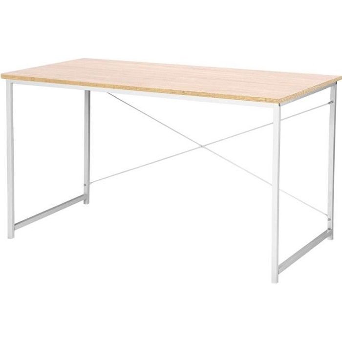 Woltu Bureau D Ordinateur Table De Bureau En Bois Et Acier Bureau Informatique Avec Etagere 120x60x70cm 10 2kg Chene Clair Blanc Achat Vente Bureau Woltu Bureau D Ordinateur Soldes Sur Cdiscount Des Le 20