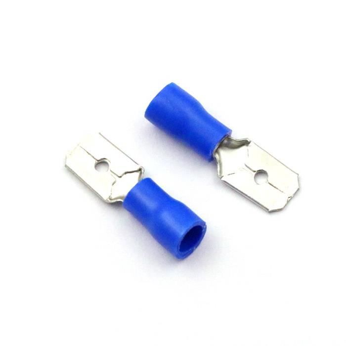 COSSE ELECTRIQUE,6.3MM Blue M--Connecteur de fil à sertir Fdd1 Fdd2 6.3,  connecteur de broche mâle femelle de 250mm, 20 pièces - Cdiscount Bricolage