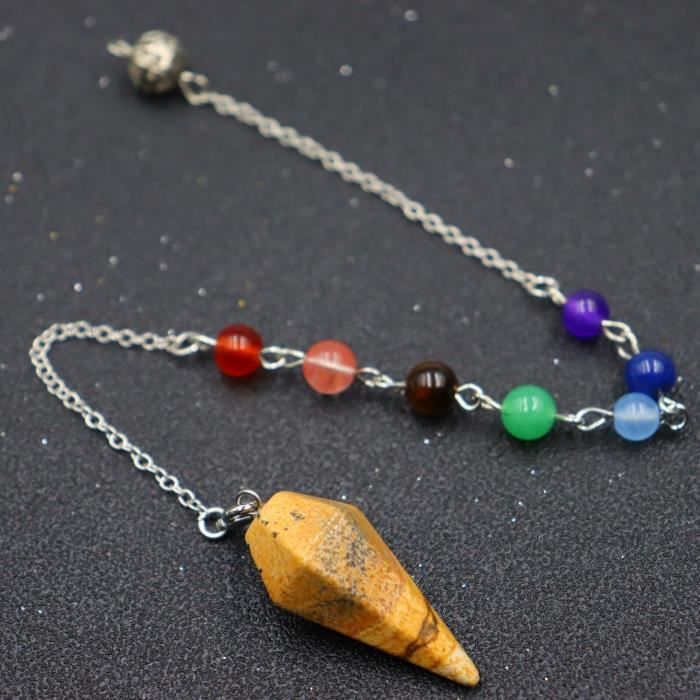 Collier Pendentif Hexagonal Orange Corail Et émeraude - 60 Cm