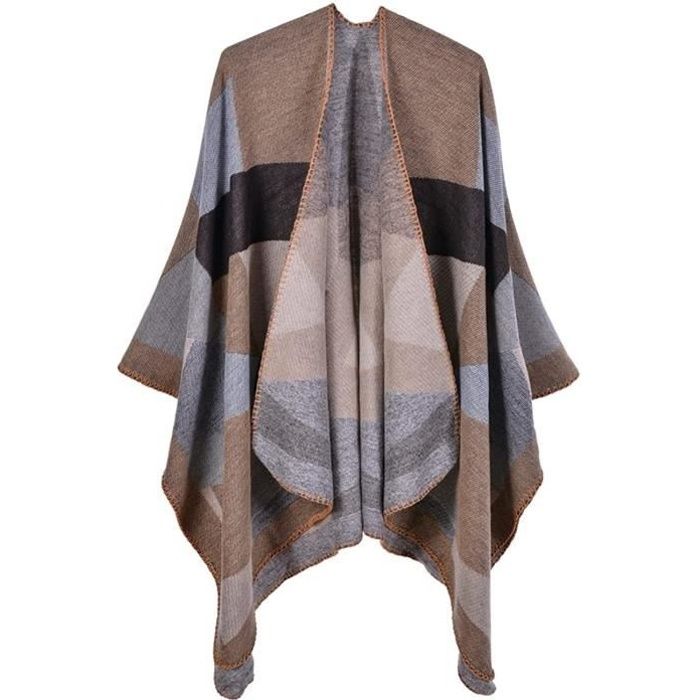 Poncho Femme Hiver Echarpe Ponchos et Capes Femme Chale Grosse Chaude Echarpe Pull Poncho Veste Cape Grand Echarpe Chale