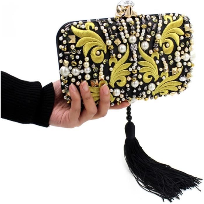 Pochette brodée perles shop