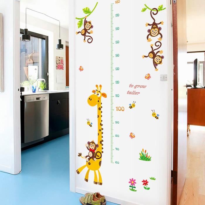 Toise De Hauteur Enfants Toile Murale Tableau Croissance 200 Cm - Décoration Chambre Bébé Noir Blanc