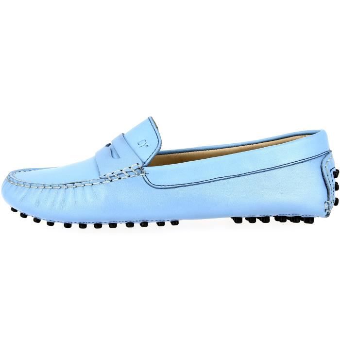 Mocassin femme en cuir v ritable Bleu ciel 105 Belym Bleu