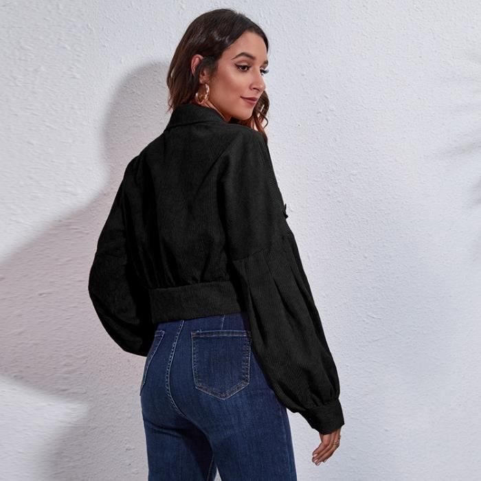 Veste en Velours C tel pour Femme Veste Courte Manches Longues