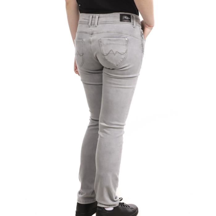 Jean Femme PEPE JEANS Katha Slim Taille basse Gris Grey Cdiscount Pret a Porter