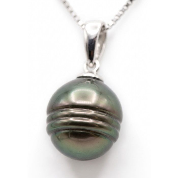 Pendentif Perle De Tahiti Verte (+12mm) Sur Argent 925 - Neuf Avec étiquettes - Fabriqué En France