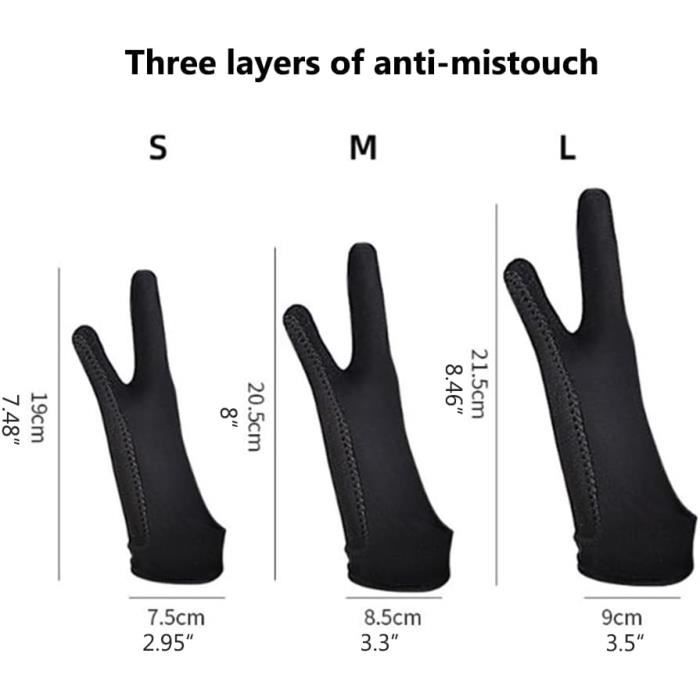 Gants De Dessin OTraki Lot De 4 - Anti-Fouling Élastique Pour Tablette Graphique - Taille Unique Noir