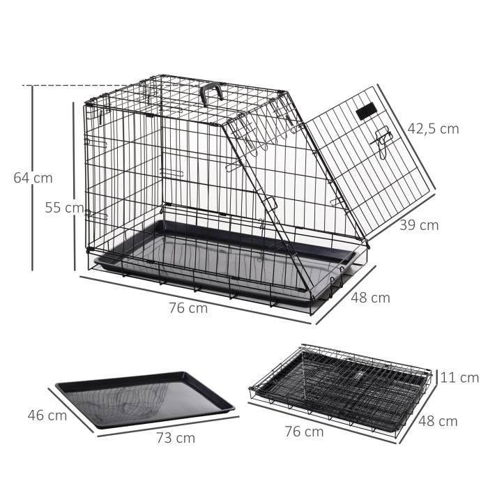Cage de transport pour chiens double sécurisée, avec dos incliné, en  aluminium, solide et facile d'entretien, avec des coins arrondis en  plastique acheter en ligne à bas prix