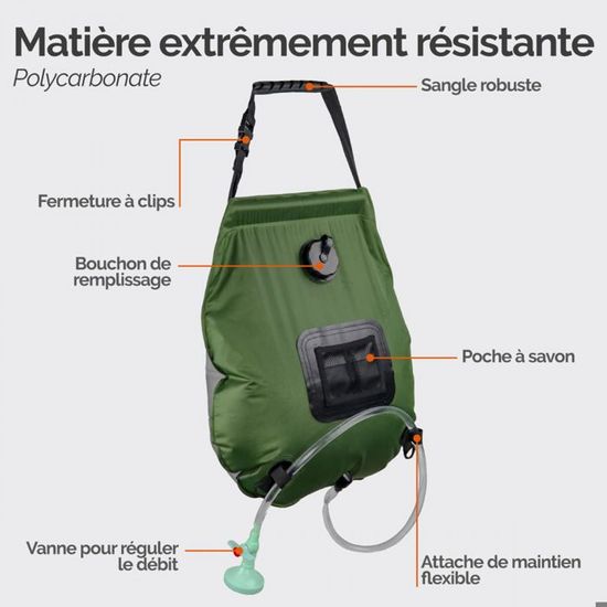 DASIAUTOEM Sac de Douche Solaire 20L, Solaire Sac de Douche Portable