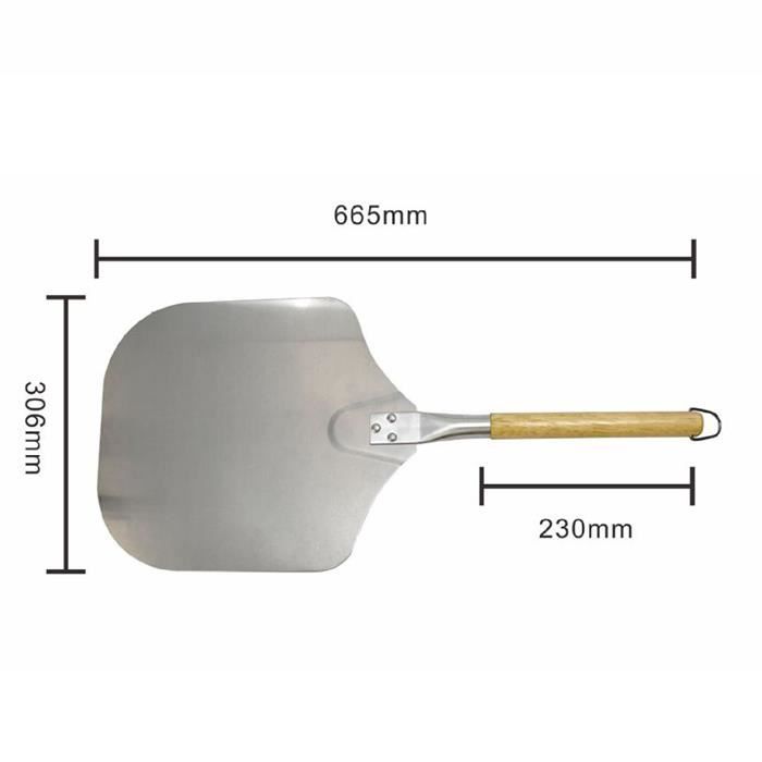 Pelle à Pizza Professionnelle - Aluminium Et Bois, 30.5x30.5 Cm, Manche Amovible 43 Cm