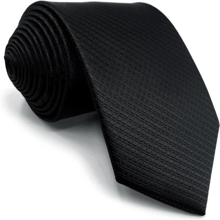 Cravate Homme Noir J6787 Cravate 147cm 8cm Carr de Poche