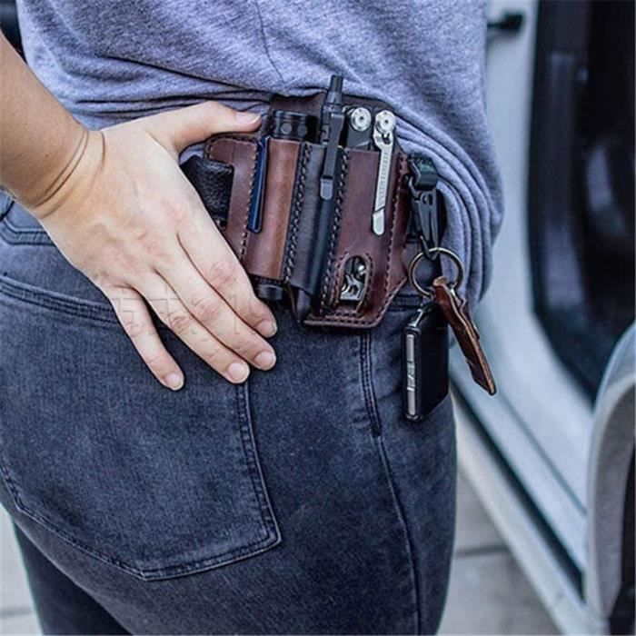 Sac a Outils de Ceinture en Plein Air Gaine en Cuir Multitool EDC Organisateur de Poche Poche de Ceinture Stylo Tactique Sac de Ran Cdiscount Bricolage