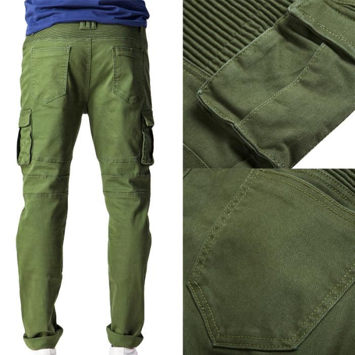 Jeans Homme XL vert noir LEOCLOTHO Slim Multi poches