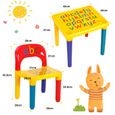 DREAMADE Table et 2 Chaises pour Enfants en Plastique avec Alphabet Ensemble Table et Chaises Multifonctions Colorées-3