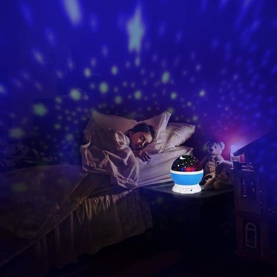 Veilleuse, projecteur étoile rotatif à 360 degrés, lampe de bureau 4 LED 8  couleurs changeantes avec câble USB, idéal pour les décorations de chambre  de bébé et de fête des enfants - Blanc 