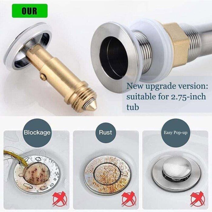 4 Pièces Bonde Clic Clac Laiton - Mécanisme Universel Pour Lavabo Et Baignoire, Remplacement Pop-Up