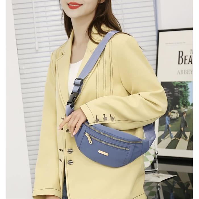 Sac Banane Femme Sac Centure Double Poche avec Sangle Boucle