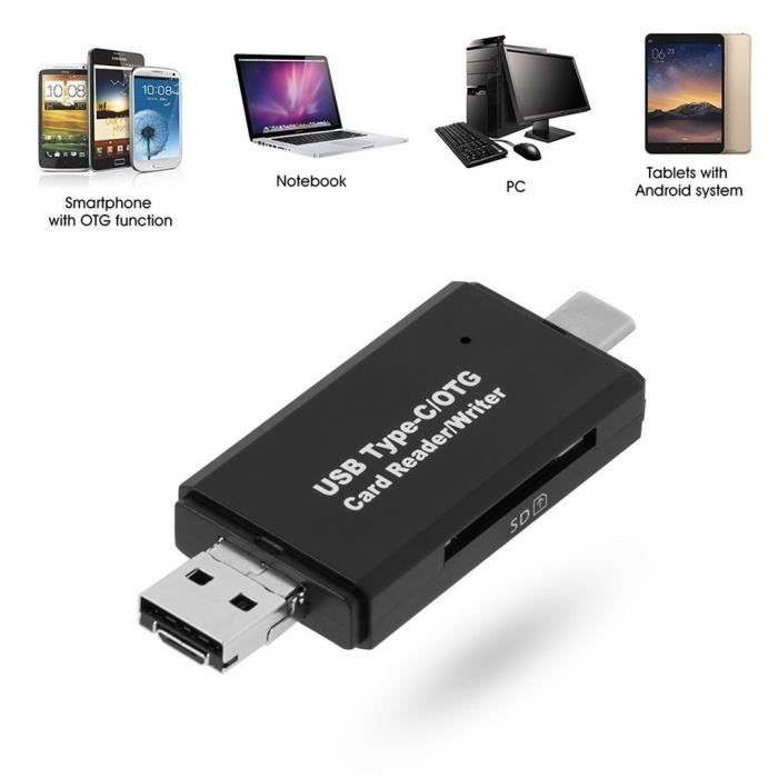 Type C 3 en 1 Lecteur de Carte Mémoire USB SD / Micro SD / TF et