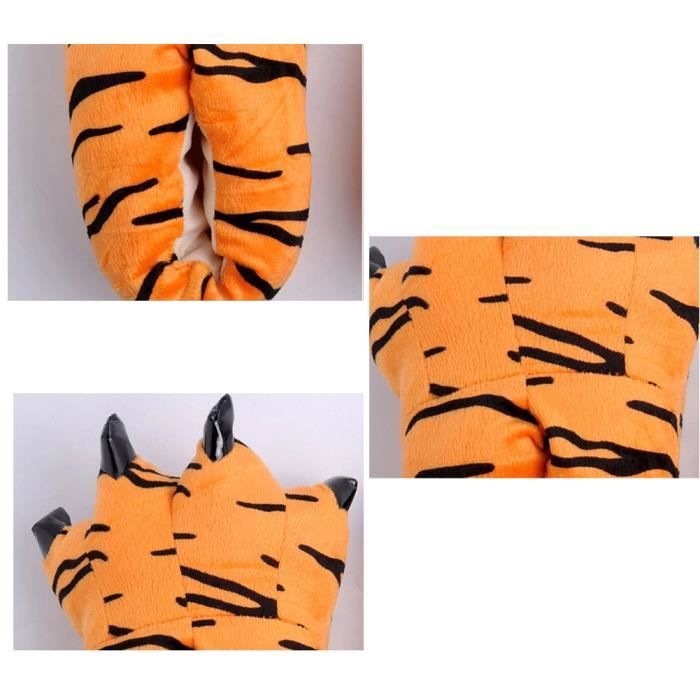 Chaussons Tigre en Velours MAKFORT Taille 34 38 39 42 Orange
