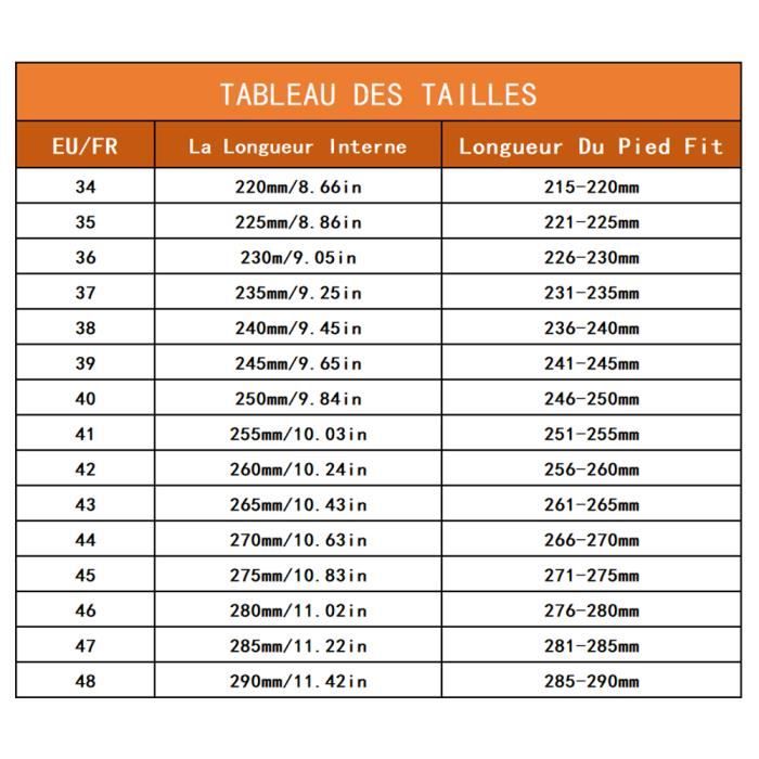 Taille best sale soulier femme