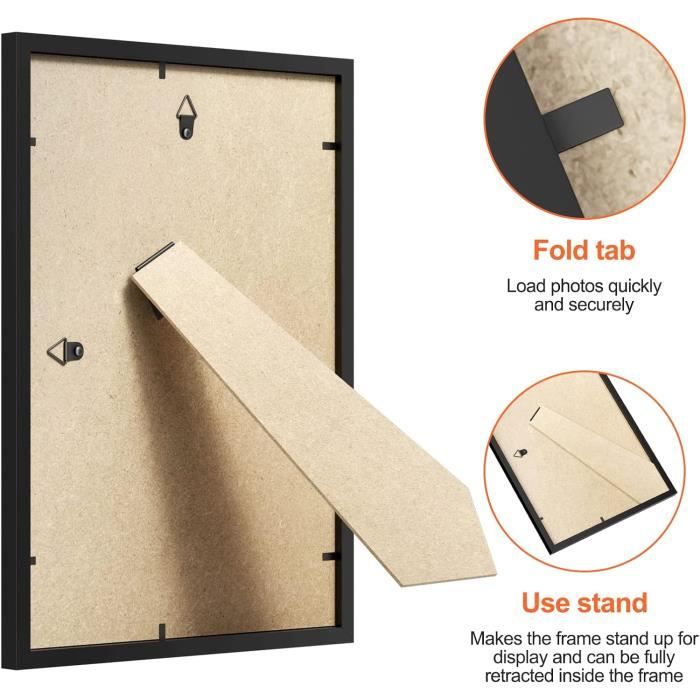 Lot De 3 Cadres Photo A4 (21x29.7cm) Bois Blanc Avec Double Passe-Partout - Support Inclus