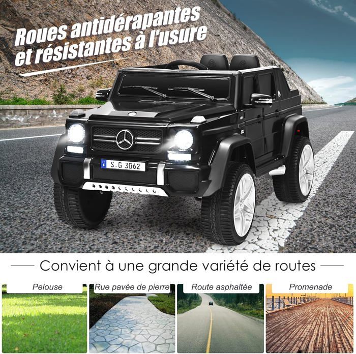 Voiture Électrique Enfant Mercedes G63 12V – Télécommande 2,4G, Démarrage Doux, 3-5 Km/h, Charge 30 Kg – 3-8 Ans