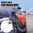 Brosse de lavage à deux têtes pour voiture avec manche télescopique en aluminium réglé de 80 à 135 cm-0
