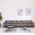 Canapé droit fixe 5 places Moderne Sofa Divan Canapé de relaxation Taupe - Tissu-0