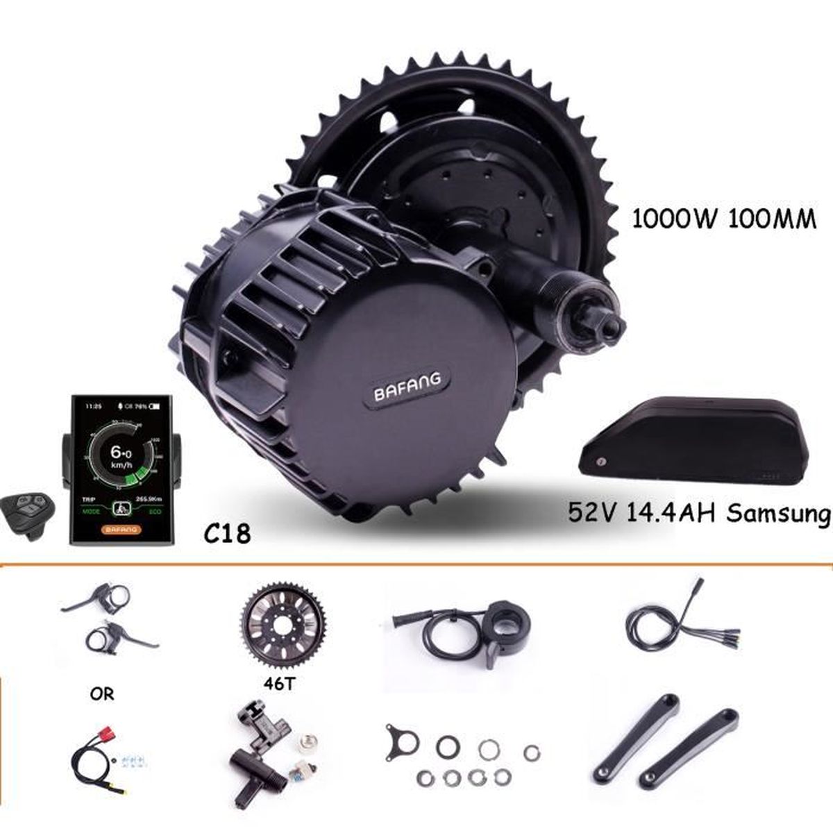 BAFANG 8FUN Kit moteur pédalier BBSHD 1000W 100MM Kit pour vélo