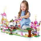 HOGOKIDS Circuit Voiture Parc d'Attractions Princesses Montagnes Russes Rose 711 PCS jeux de construction enfant filles 6+ans
