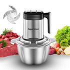 MONMECD Hachoir Electrique, 1000W, Bol Acier Inox 2,5L, 4 lames acier inoxydable, Mixeur, Hachoir viande, Découpe légumes, 3 vitesse, Noir