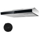 TOPSTRONG Hote aspirante avec filtres,hotte aspirante encastrable,Casquette Visière,Inox, hotte cuisine 60cm, Recyclage,3 Vitesses,201 m³/h